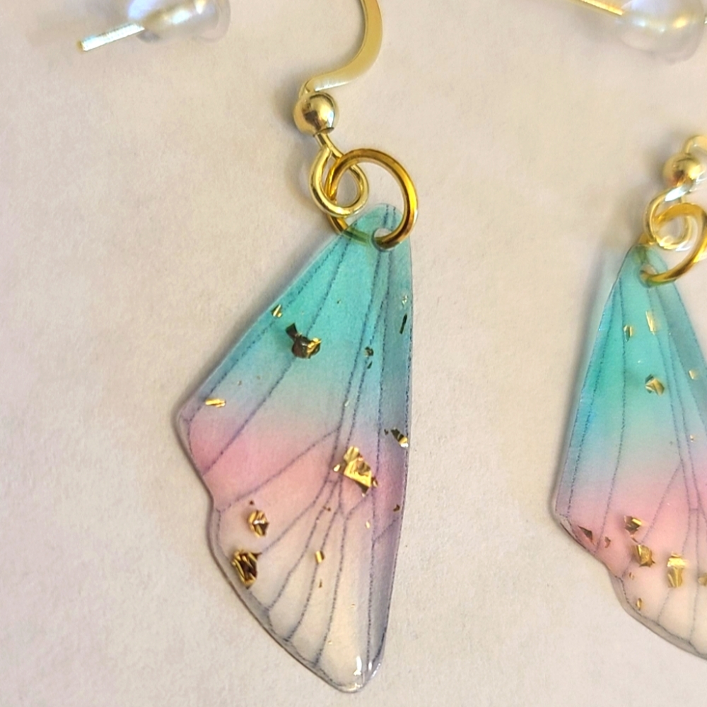 Handcrafted Mini Butterfly Wing Earrings - Picture 2 of 3